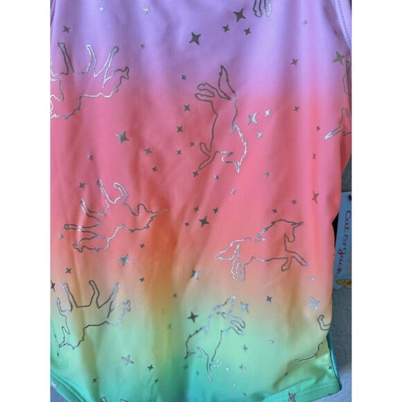 Cat & Jack Rainbow Ombre Unicorn Stars Strappy One Piece Swimsuit Size L 10/12 - Picture 3 of 5